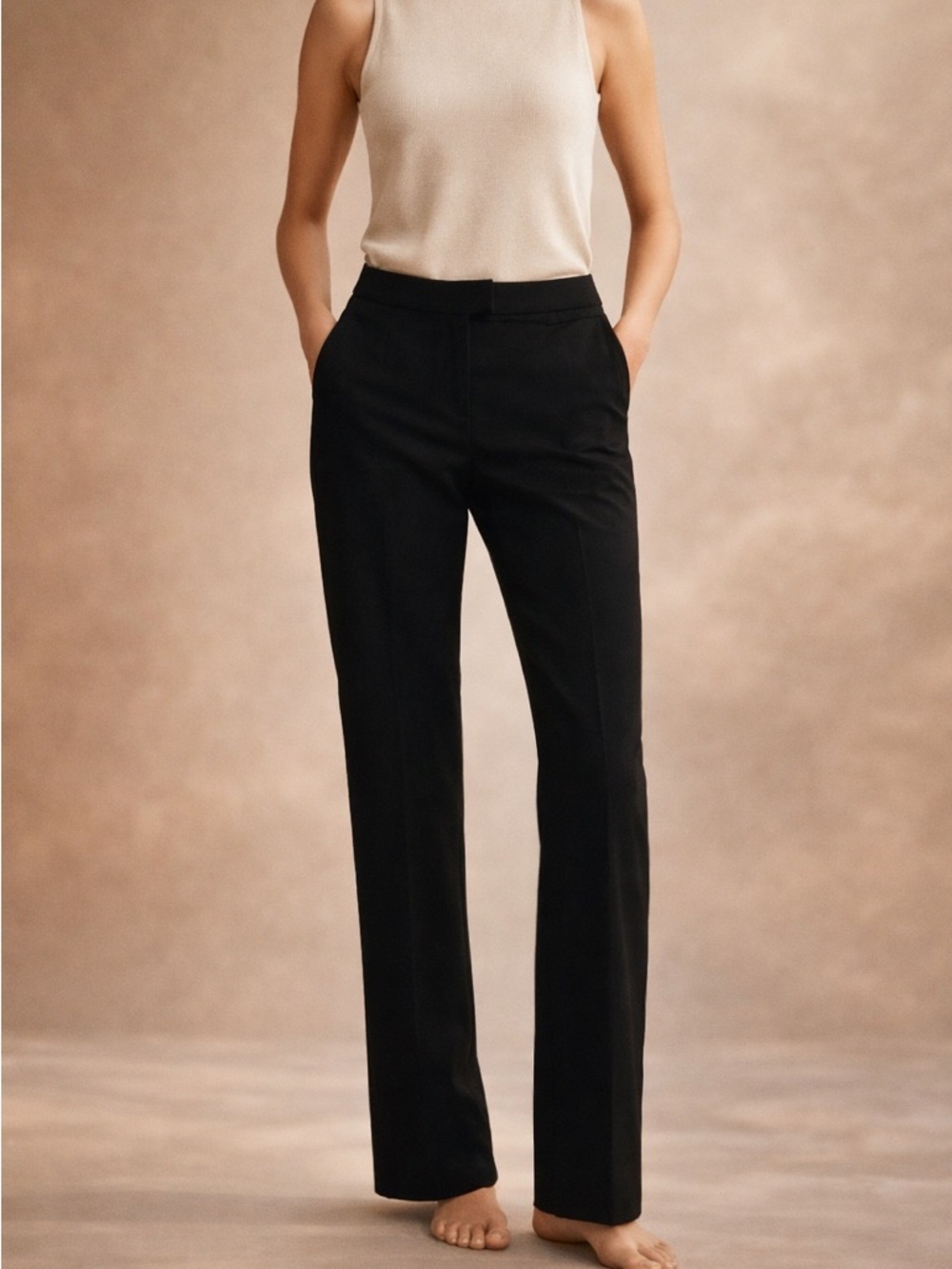 Ellen Tracy Black Straight-Leg Trousers